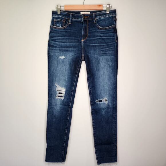 Driftwood Jackie Skinny Jeans Dark Wash Plaid Distressed Denim 28 - Picture 10 of 10